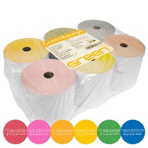 GreenReceipt Premium Rainbow 6, Färgmix av kvittorullar, sex-pack, termo, 80/80/12, 80 gram