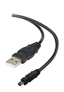USB-kabel, typ A-mini B, svart, 1.8 meter