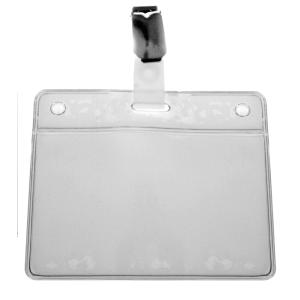 Korthållare IDS 46, mjuk vinyl, horisontal, vit, med metall clip (IDS 16)
